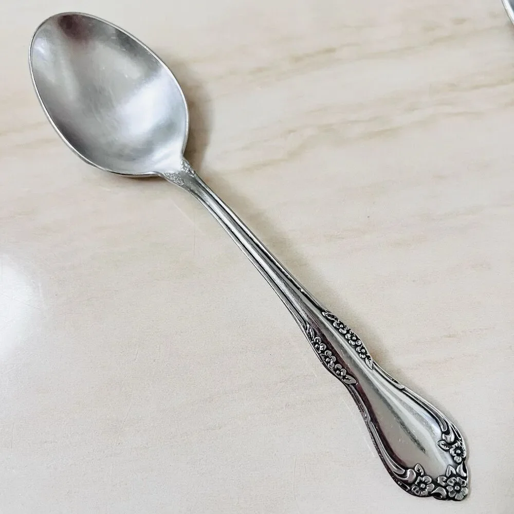 3pc ONEIDA Mansfield-Frosted Stainless Soup Spoon 6 7/8” Deluxe Wm A Rogers